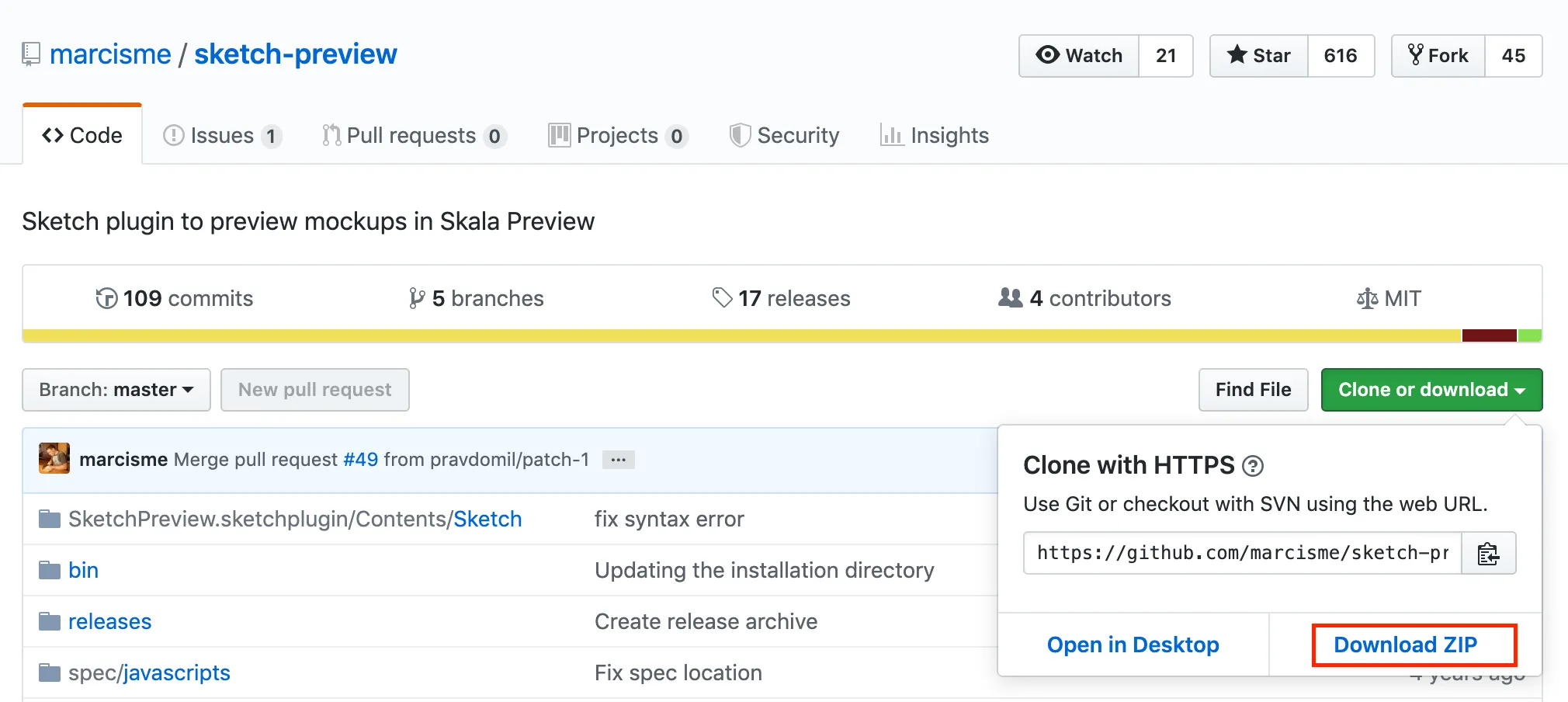 How to download Sketch preview using github