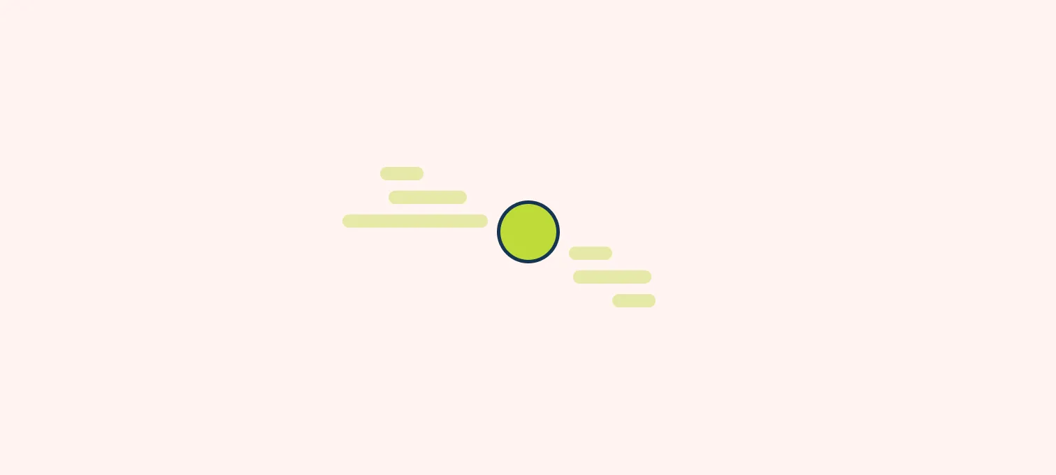 Illustration of a green circle with short text bars on either side and generous empty space around them