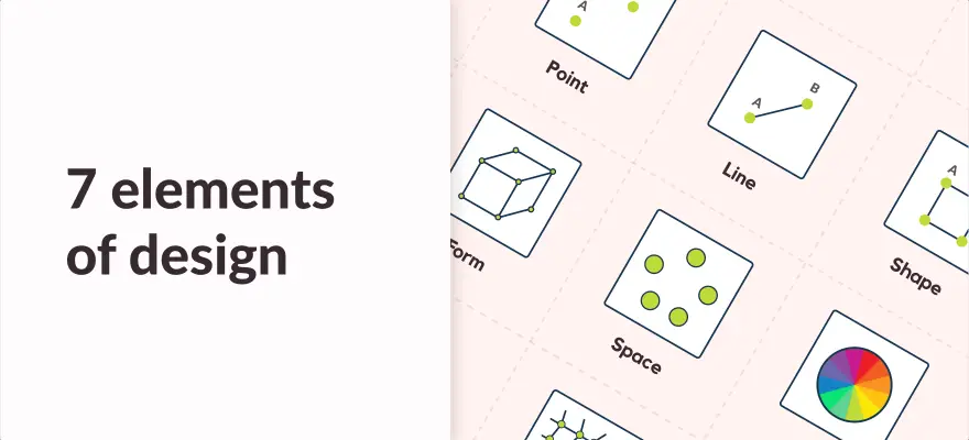 7 elements of design and art article banner with infographis