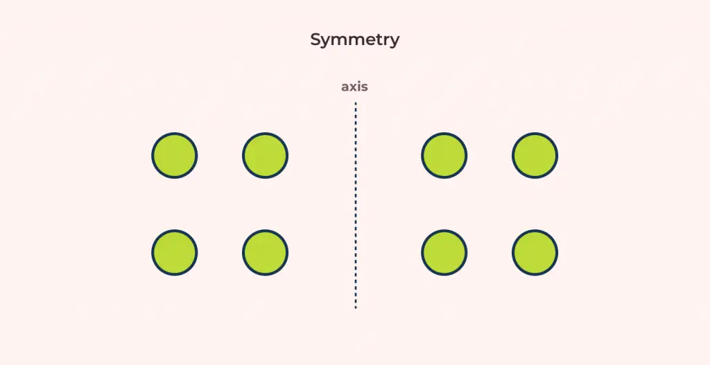 symmetry gestalt principle where elements on both side of common center axis is equal is visual weight
