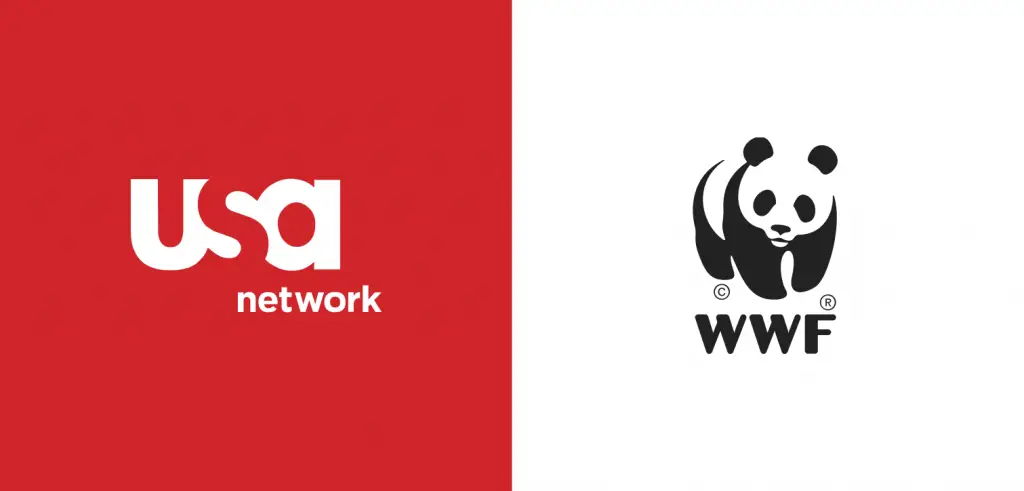 closure example in logo: usa network logo and wwf logo