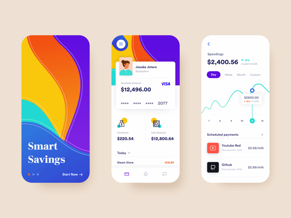 example of line in UI - Bank app concept